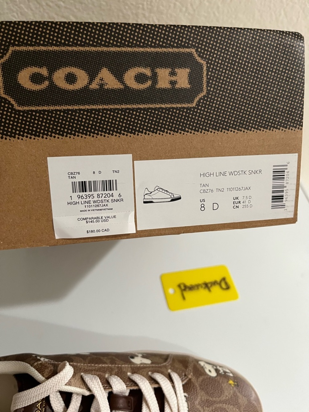 NIB  Limited Coach X Peanuts men Sneaker Signature Canvas size 8D - Picture 8 of 9
